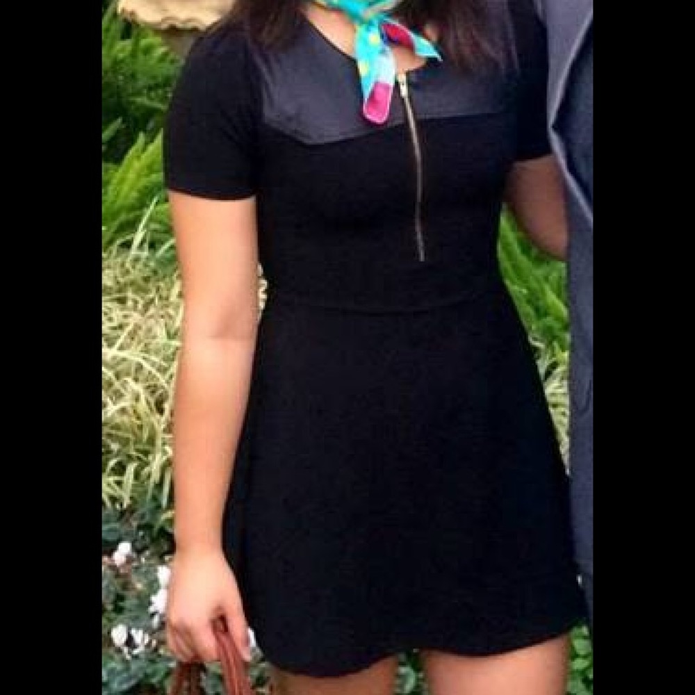 A-Line Mini Dress with Leather Detail - Picture 6 of 6